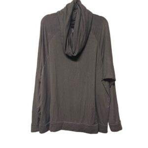 GOOD HYOUMAN Black Cowl Neck Slouchy Super Soft Sweatshirt Pockets, Sz XL